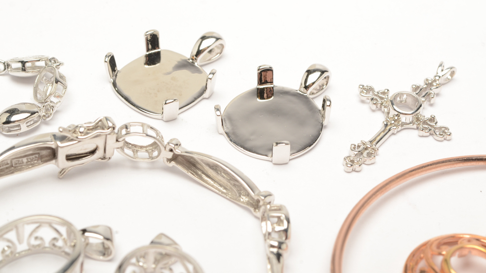 Sterling Silver Pendant and Bracelet Semi-Mounts