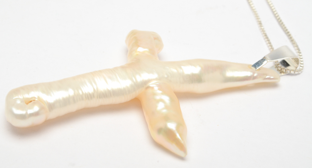 Sterling Silver and White Freshwater Pearl Necklace and Earrings