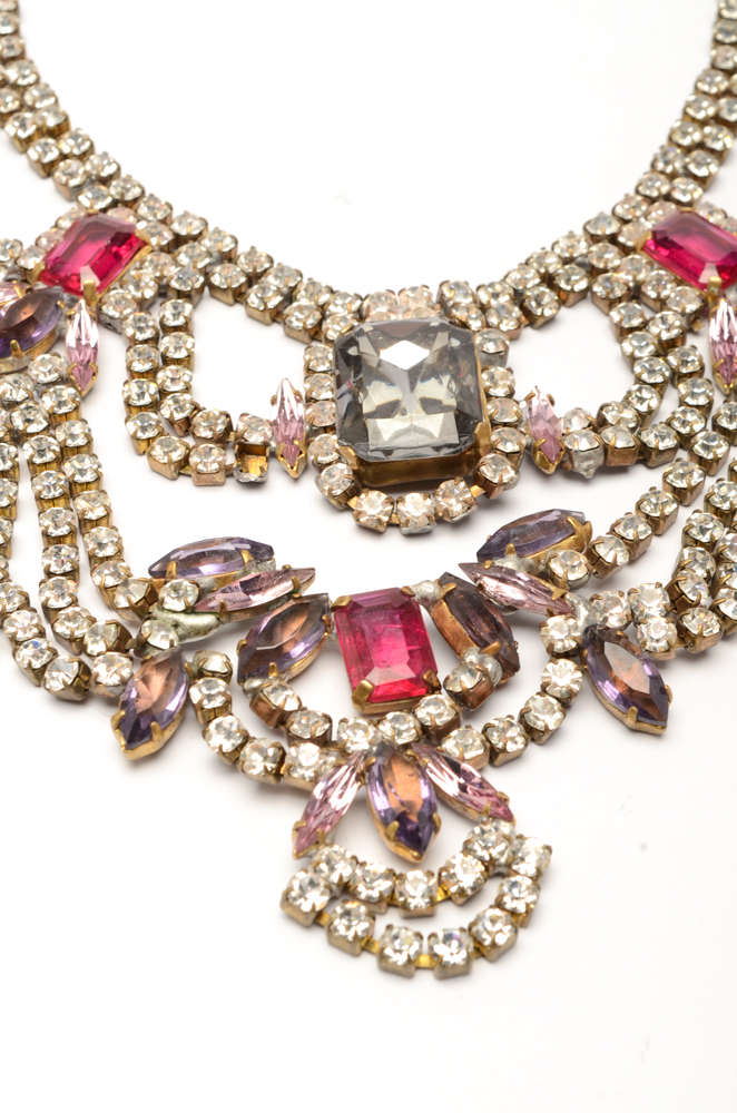 Vintage Czechoslovakia Bijoux Necklace and Earring Statement Set