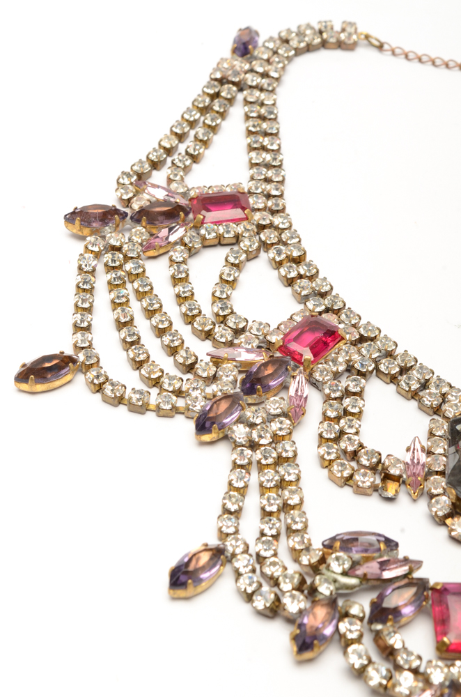 Vintage Czechoslovakia Bijoux Necklace and Earring Statement Set