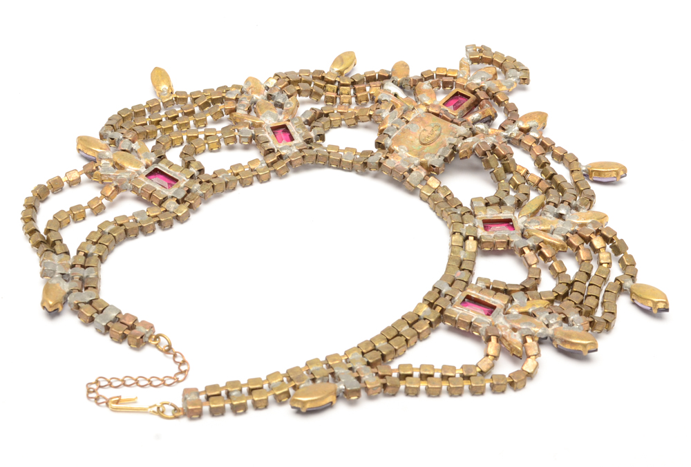 Vintage Czechoslovakia Bijoux Necklace and Earring Statement Set