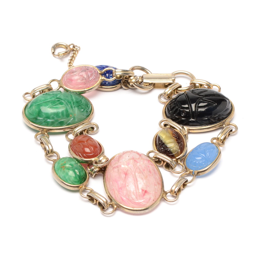 Vintage Egyptian Style Scarab Bracelet