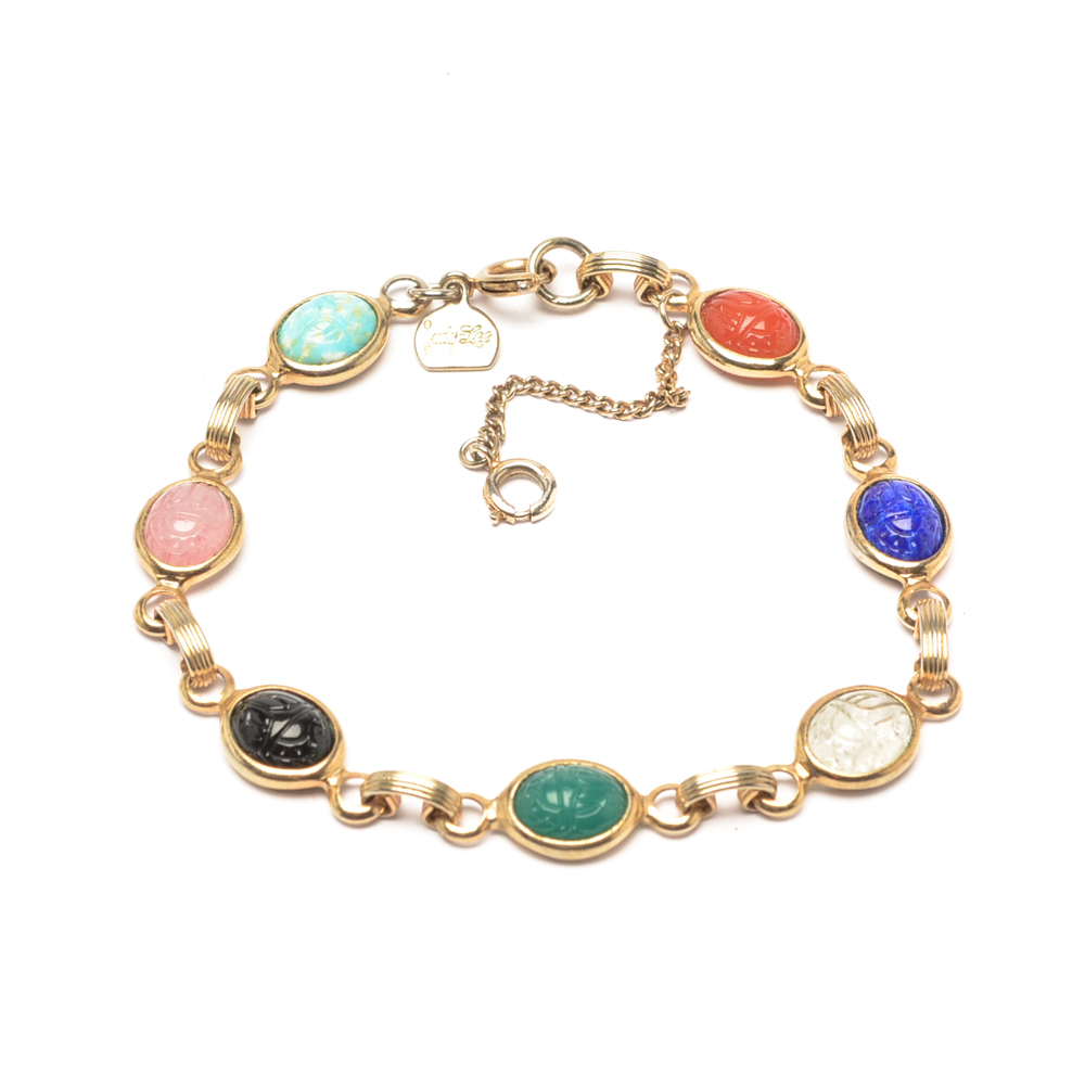 Vintage Judy Lee Scarab Bracelet