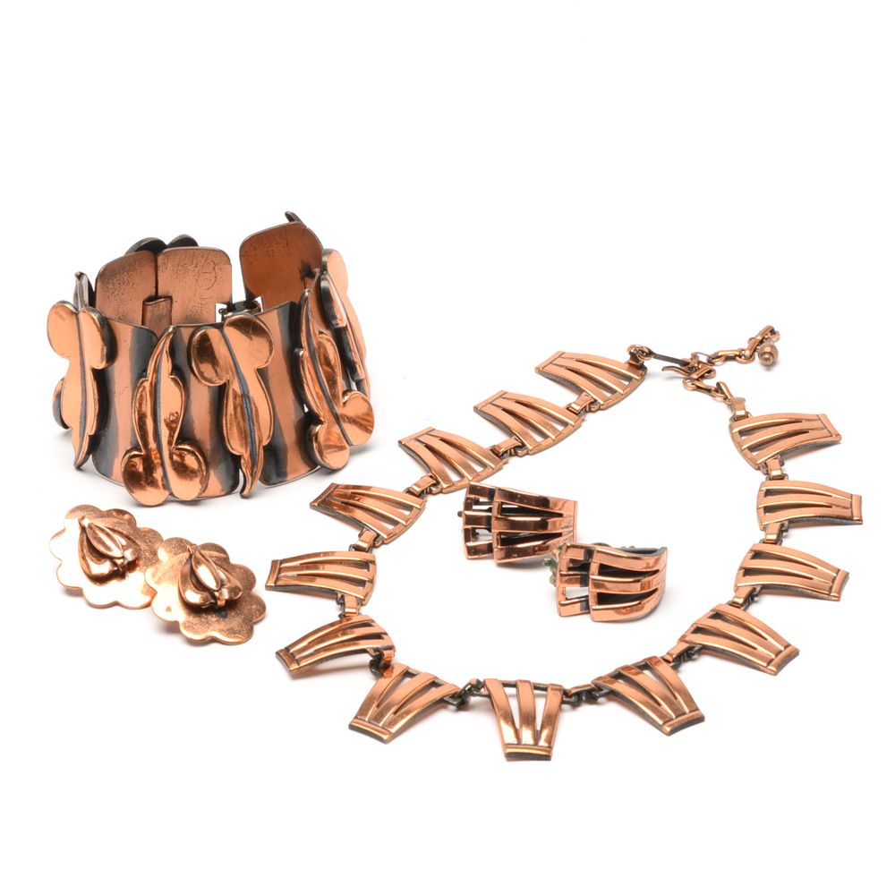 Vintage 1950's Renoir Copper Jewelry Group