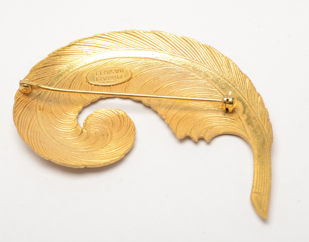 Vintage Miriam Haskell Butterfly Slide Necklace with Feather Pin