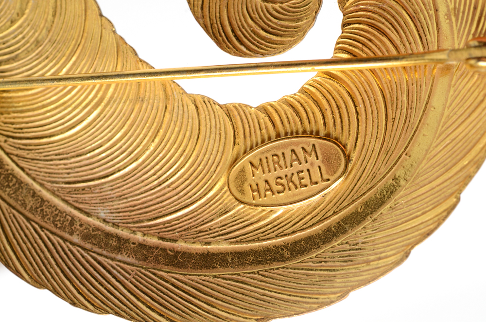 Vintage Miriam Haskell Butterfly Slide Necklace with Feather Pin