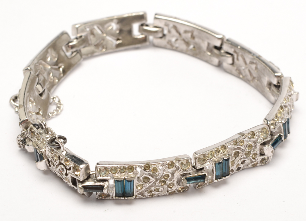 Vintage Silver Tone "Panetta" Rhinestone Jewelry Parure