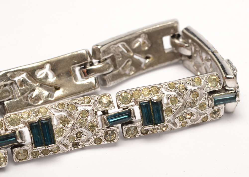 Vintage Silver Tone "Panetta" Rhinestone Jewelry Parure