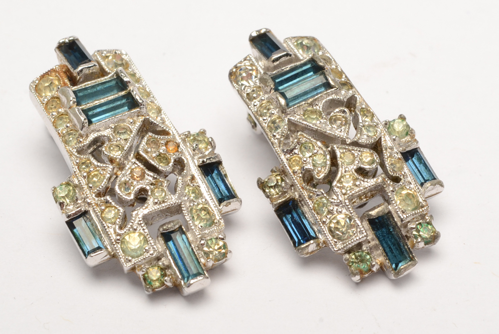 Vintage Silver Tone "Panetta" Rhinestone Jewelry Parure