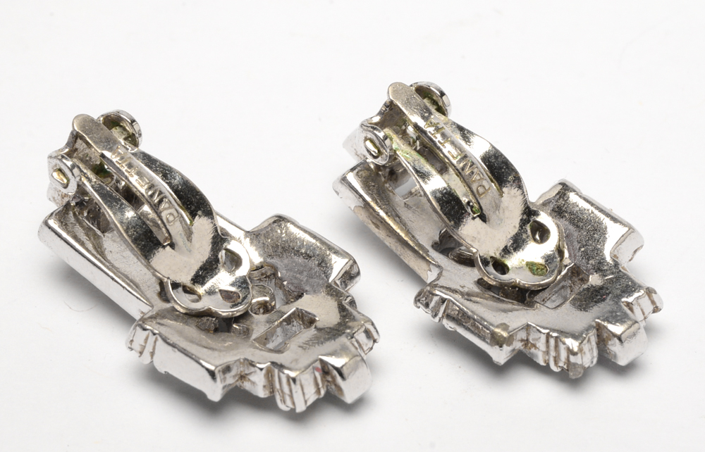 Vintage Silver Tone "Panetta" Rhinestone Jewelry Parure