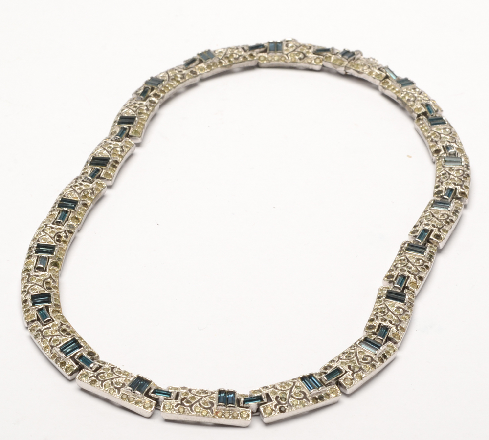 Vintage Silver Tone "Panetta" Rhinestone Jewelry Parure