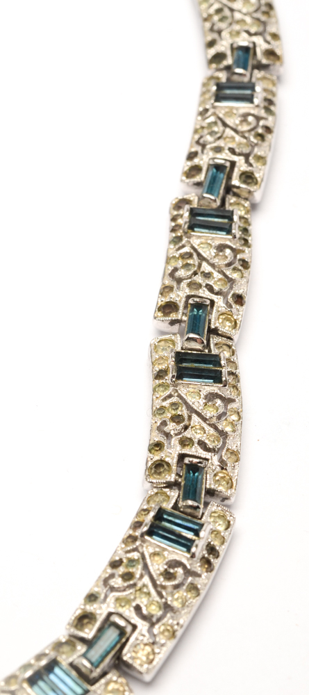 Vintage Silver Tone "Panetta" Rhinestone Jewelry Parure