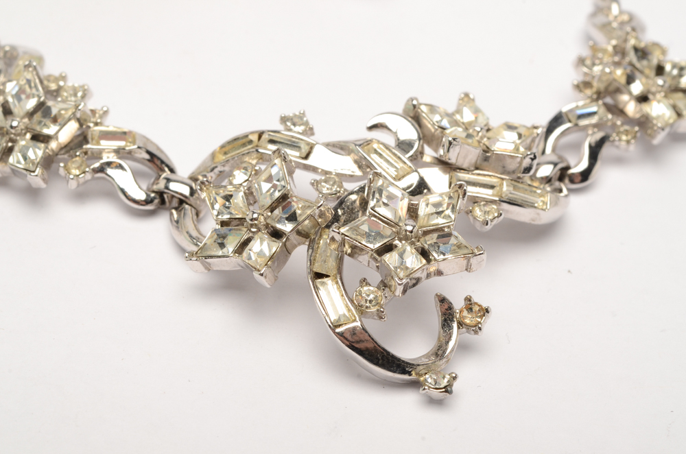 Trifari Snowflake Necklace and Earring Set