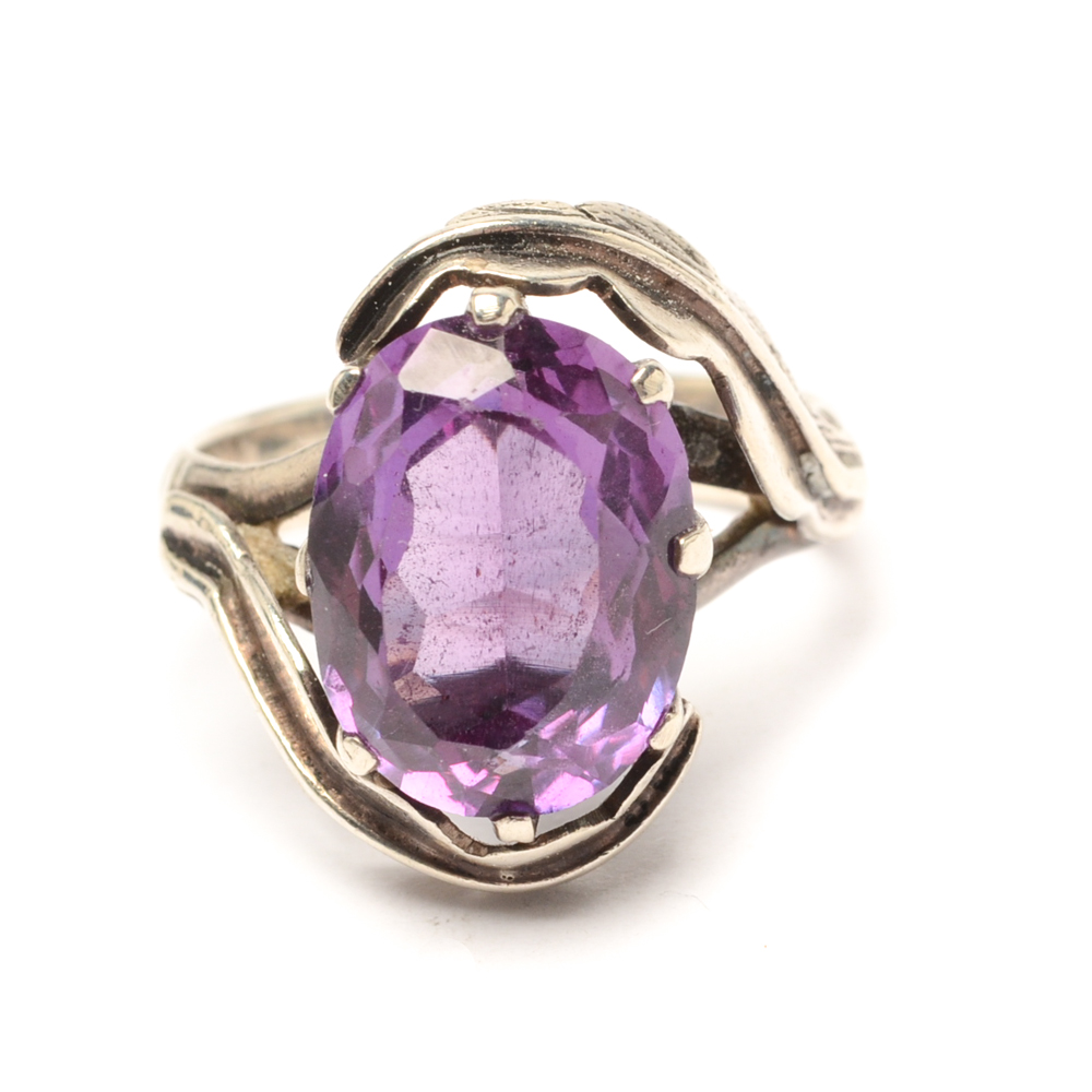 Sterling Silver Synthetic Sapphire Ring
