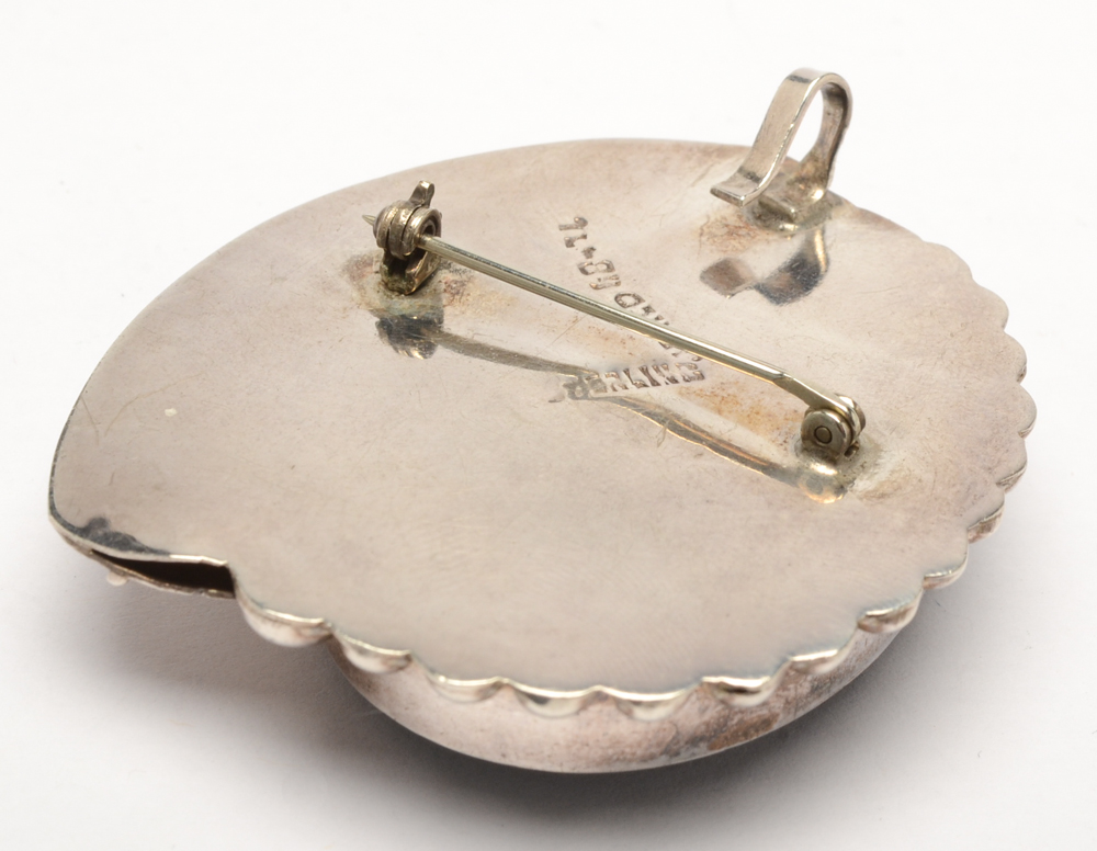 Sterling Silver and Black Onyx Brooch Pendant and Clip Earring Set