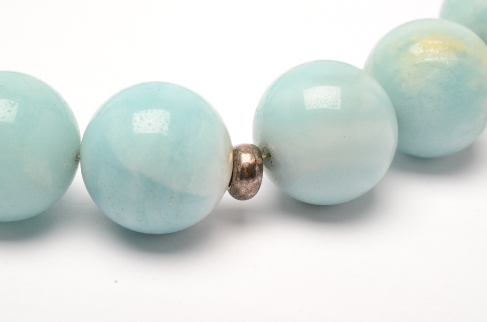 Sterling Silver and Blue Agate Beaded Necklace