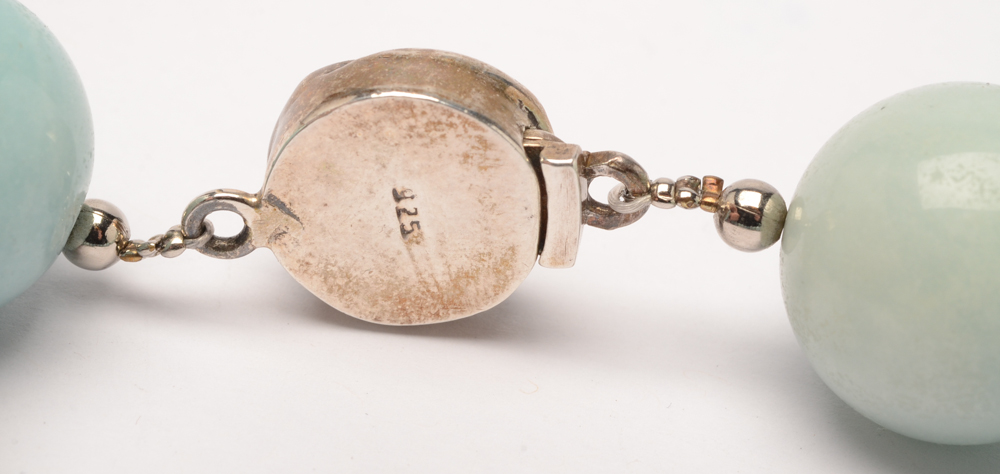 Sterling Silver and Blue Agate Beaded Necklace