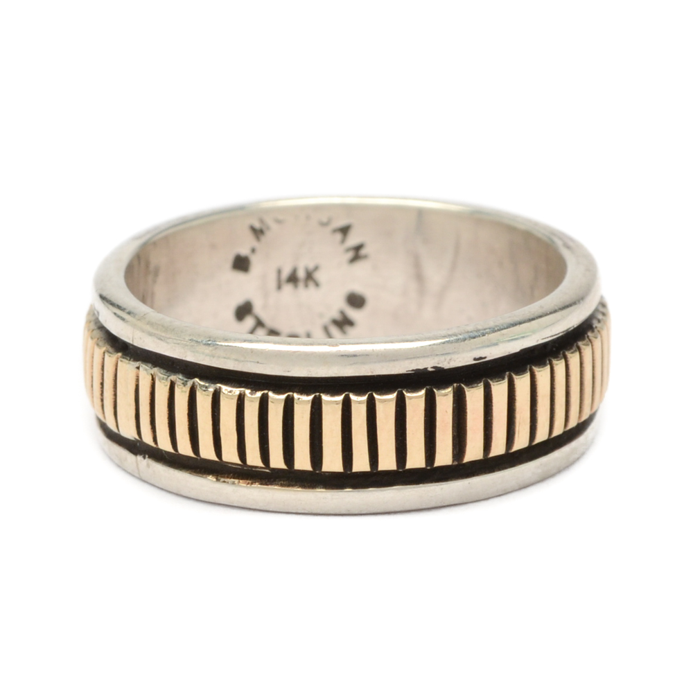 Signed 14K Yellow Gold and Sterling Silver Ring