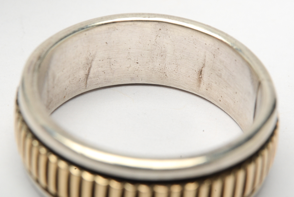 Signed 14K Yellow Gold and Sterling Silver Ring