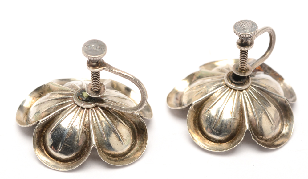 Group of Sterling Silver Clip and Screw Back Earring