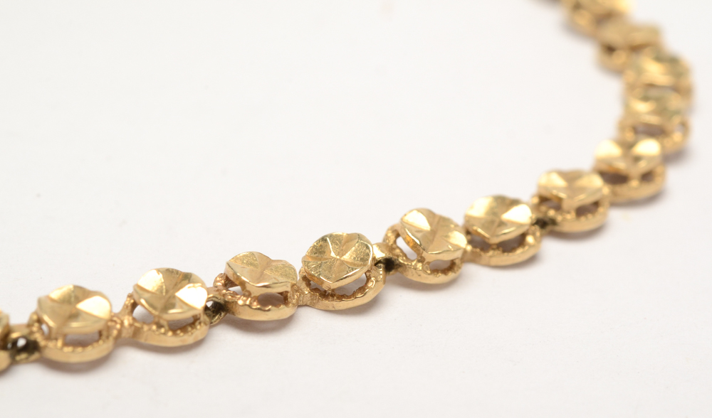 14K Yellow Gold Round Laser-Cut Link Bracelet