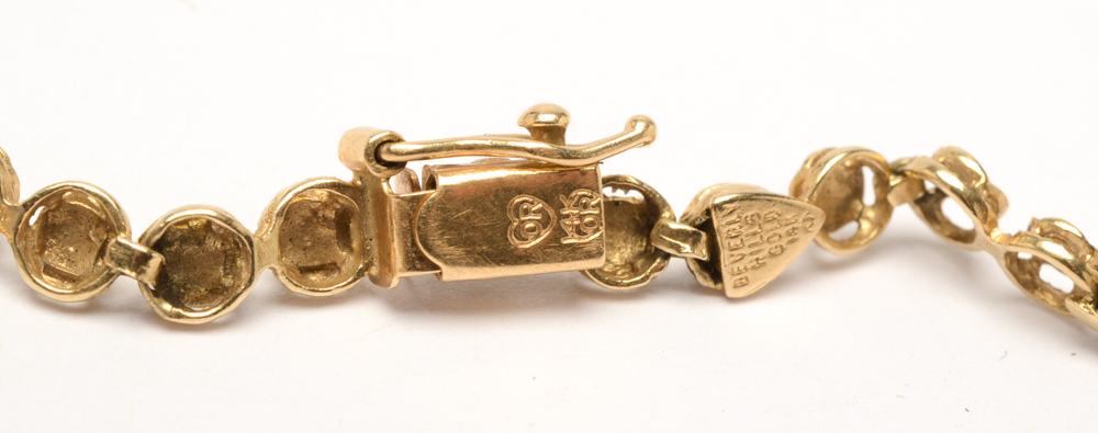 14K Yellow Gold Round Laser-Cut Link Bracelet