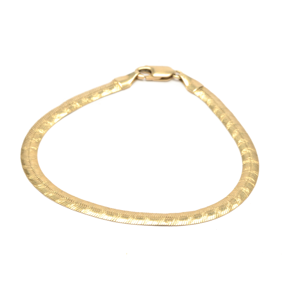 14K Yellow Gold Herringbone Bracelet