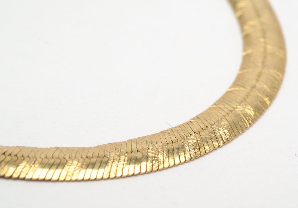 14K Yellow Gold Herringbone Bracelet