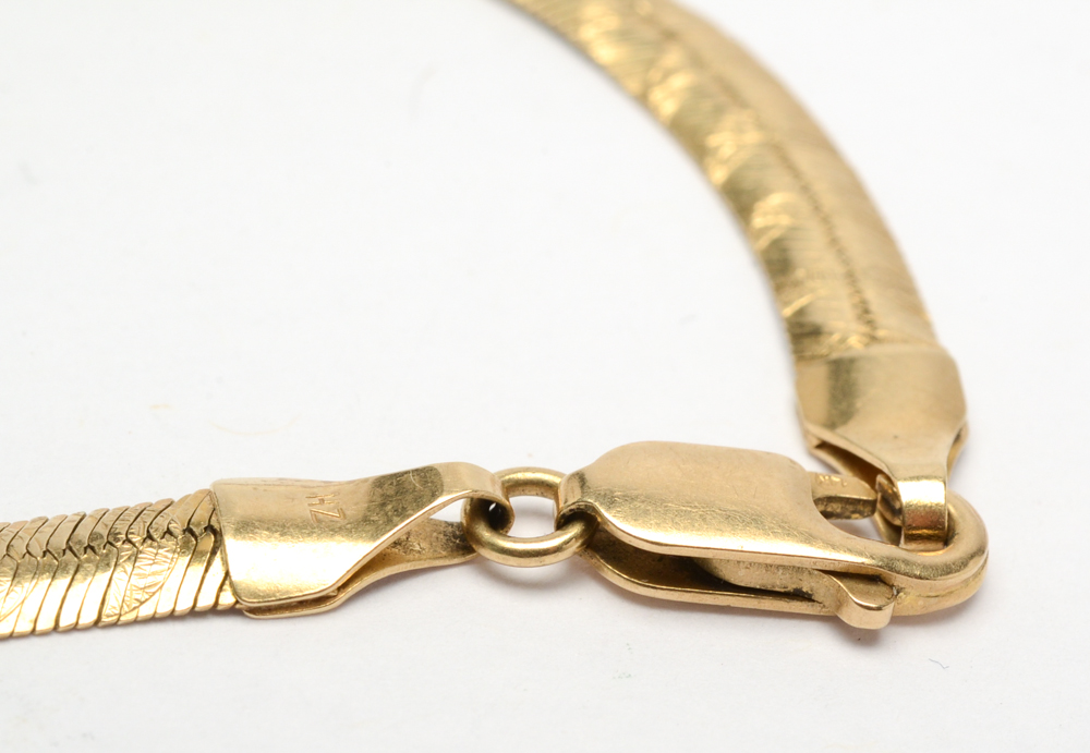 14K Yellow Gold Herringbone Bracelet