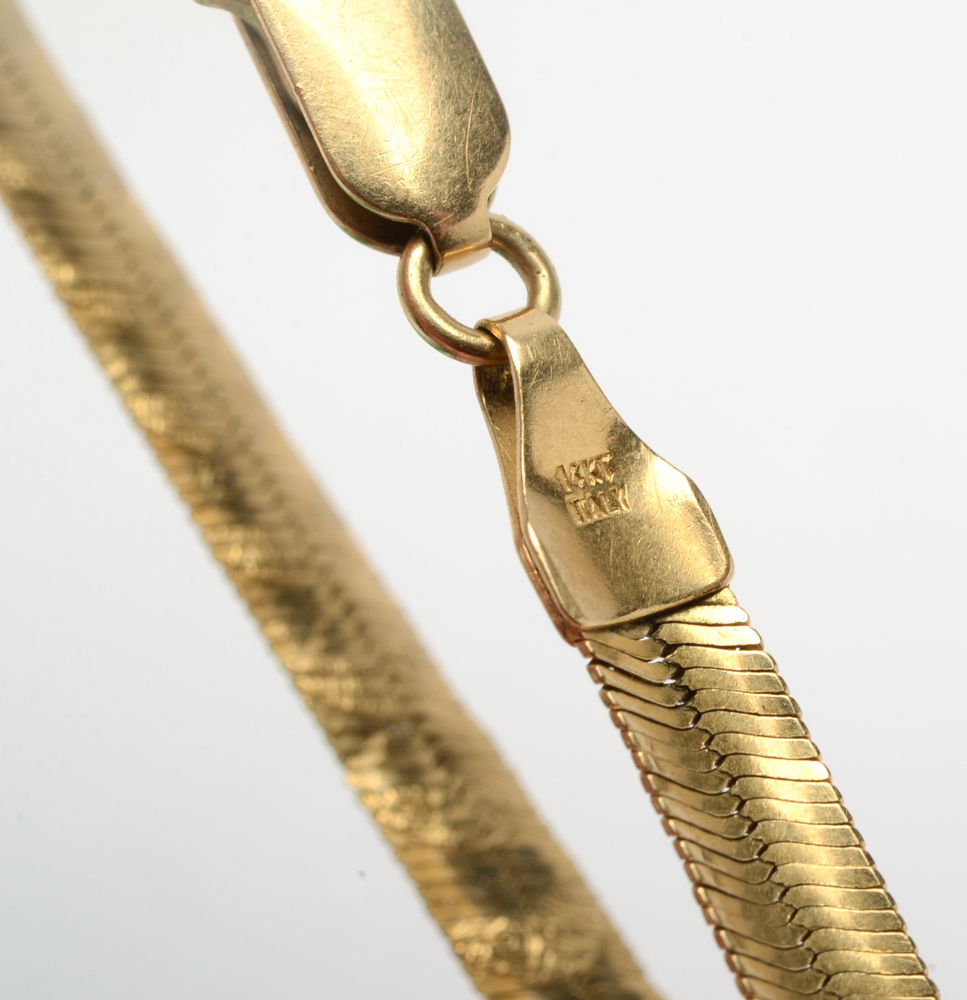 14K Yellow Gold Herringbone Bracelet