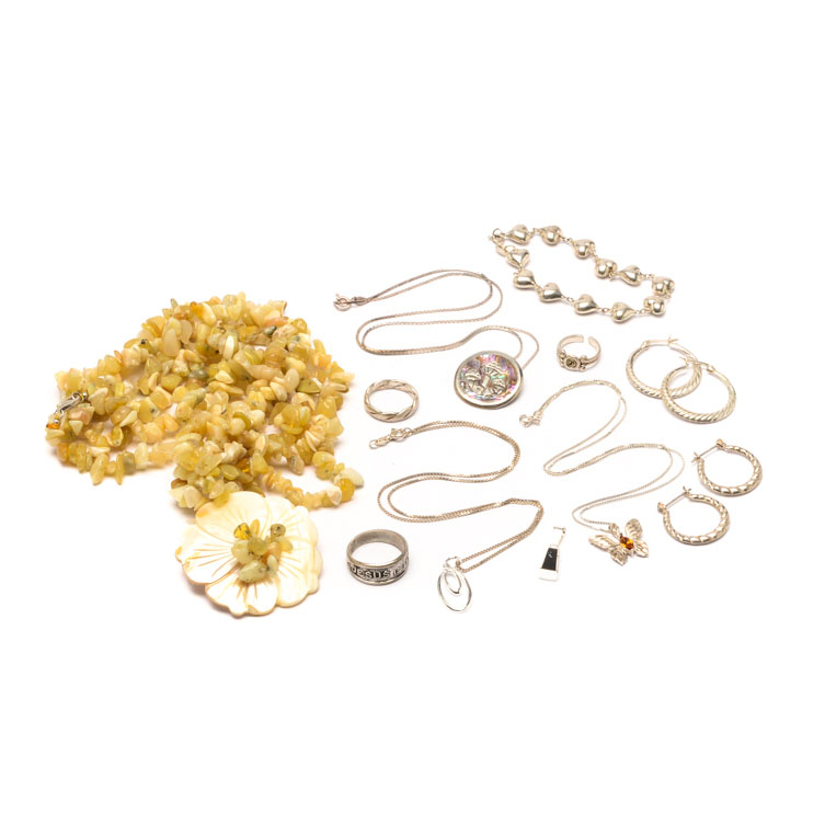 Sterling Silver Jewelry Including Mother of Pearl