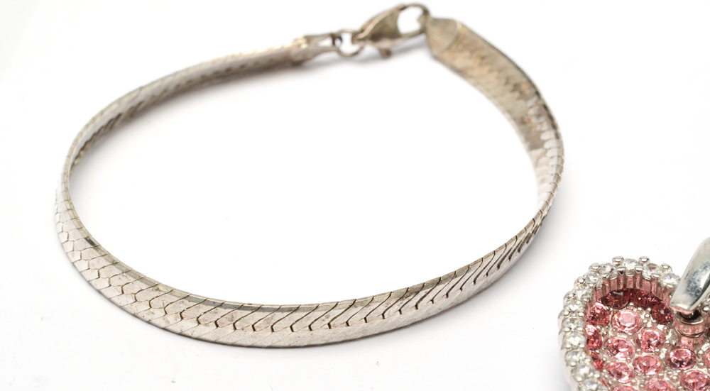Sterling Silver Herringbone Chain Necklaces, Pendants and Bracelet