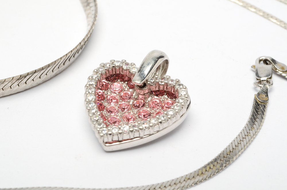 Sterling Silver Herringbone Chain Necklaces, Pendants and Bracelet