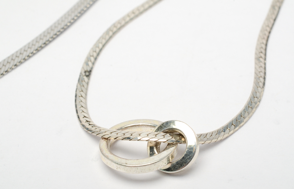 Sterling Silver Herringbone Chain Necklaces, Pendants and Bracelet