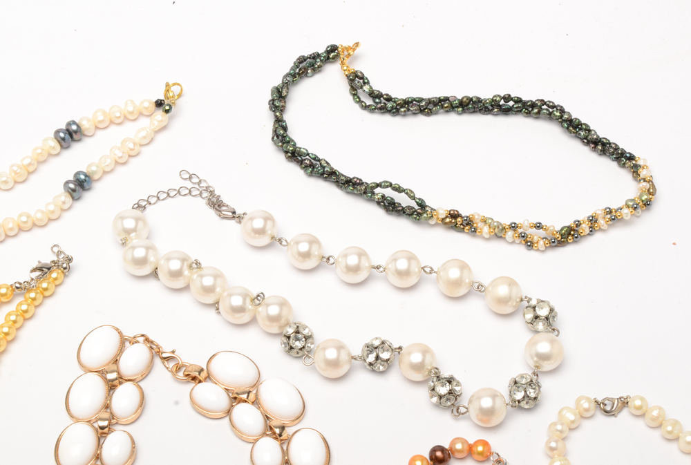 Costume Necklaces Including Cultured Freshwater Pearls