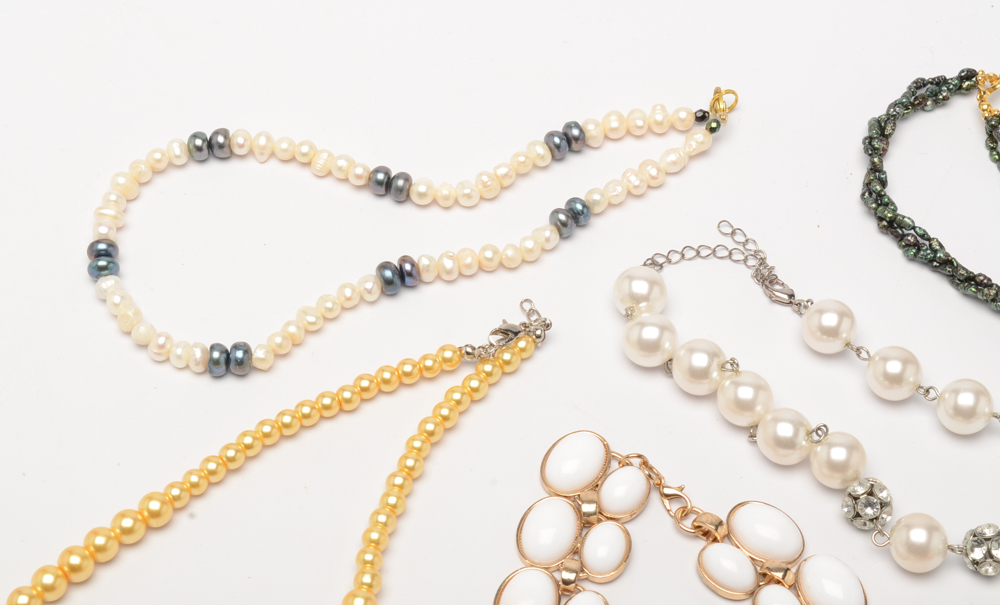 Costume Necklaces Including Cultured Freshwater Pearls