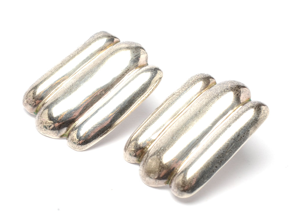 Sterling Silver Hinged Collar Necklace with Earrings Set