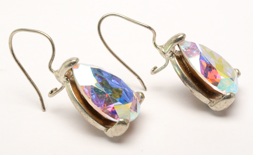 Rodrigo Otazu Swarovski Aurora Borealis Crystal Teardrop Earrings