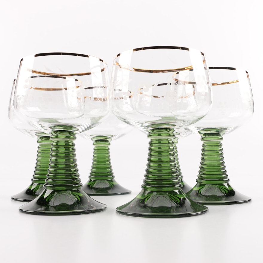 Green  Römer Footed Wine Glasses