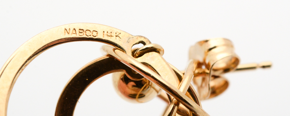 14K Yellow Gold and White Gold Earrings