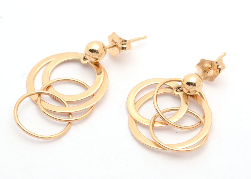 14K Yellow Gold and White Gold Earrings
