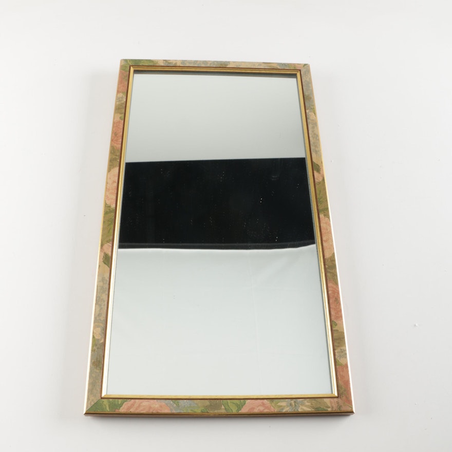 Floral Print Wood Framed Mirror