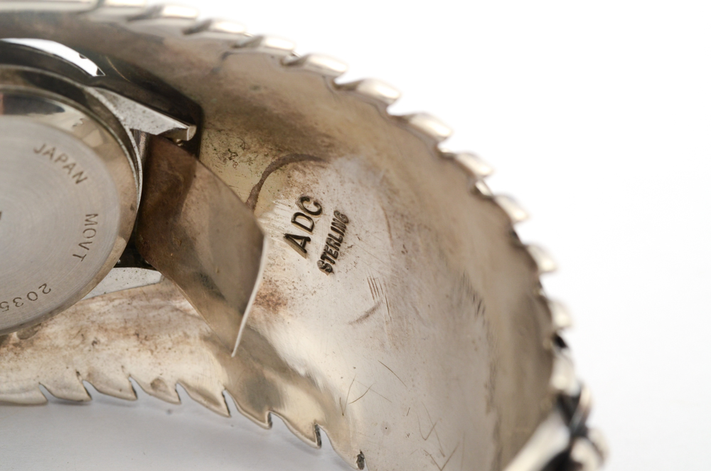 Southwestern Sterling Silver Watch Cuff Signed