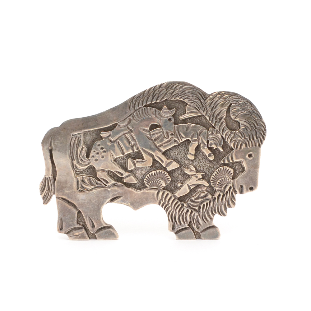 Sterling Silver Bison Belt Buckle