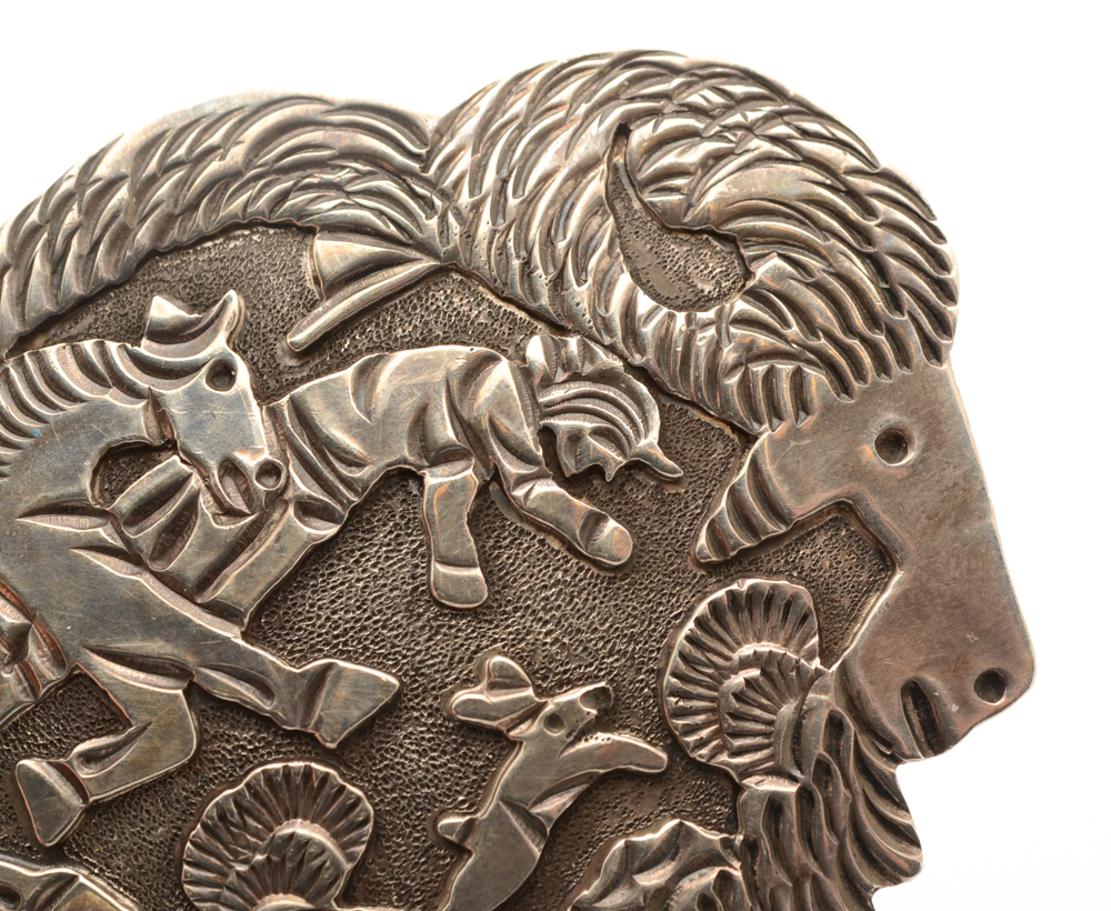 Sterling Silver Bison Belt Buckle