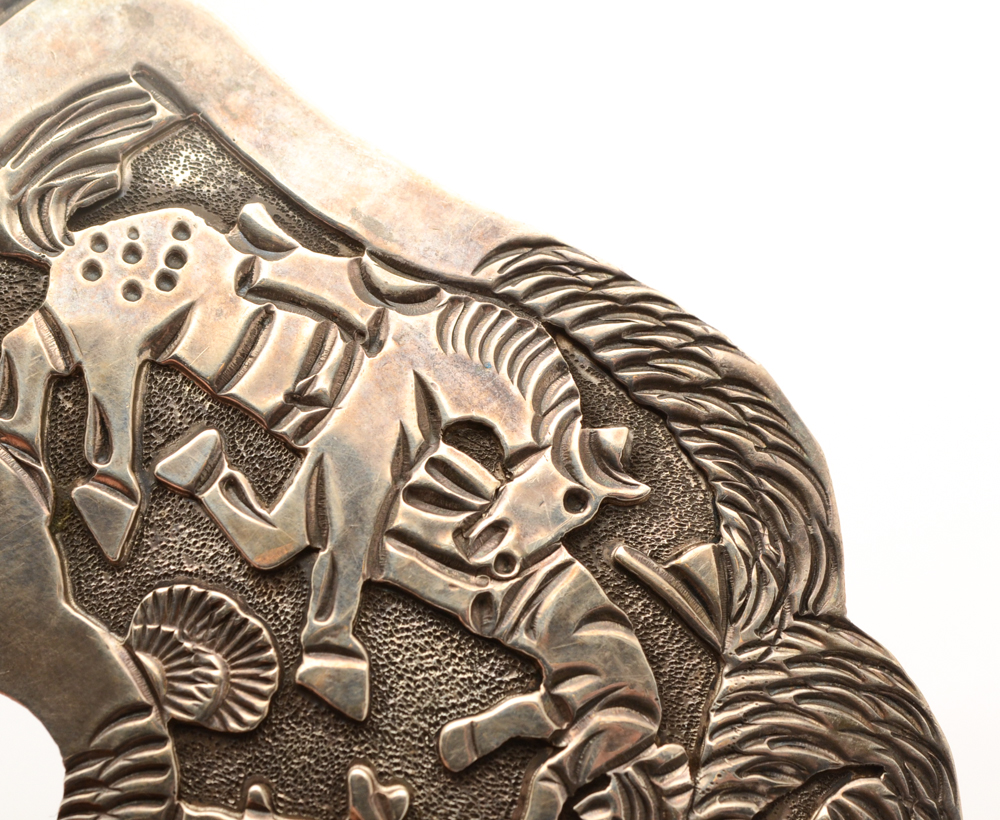 Sterling Silver Bison Belt Buckle