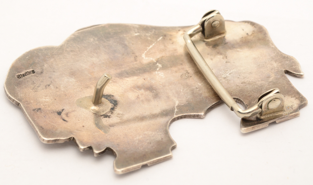 Sterling Silver Bison Belt Buckle