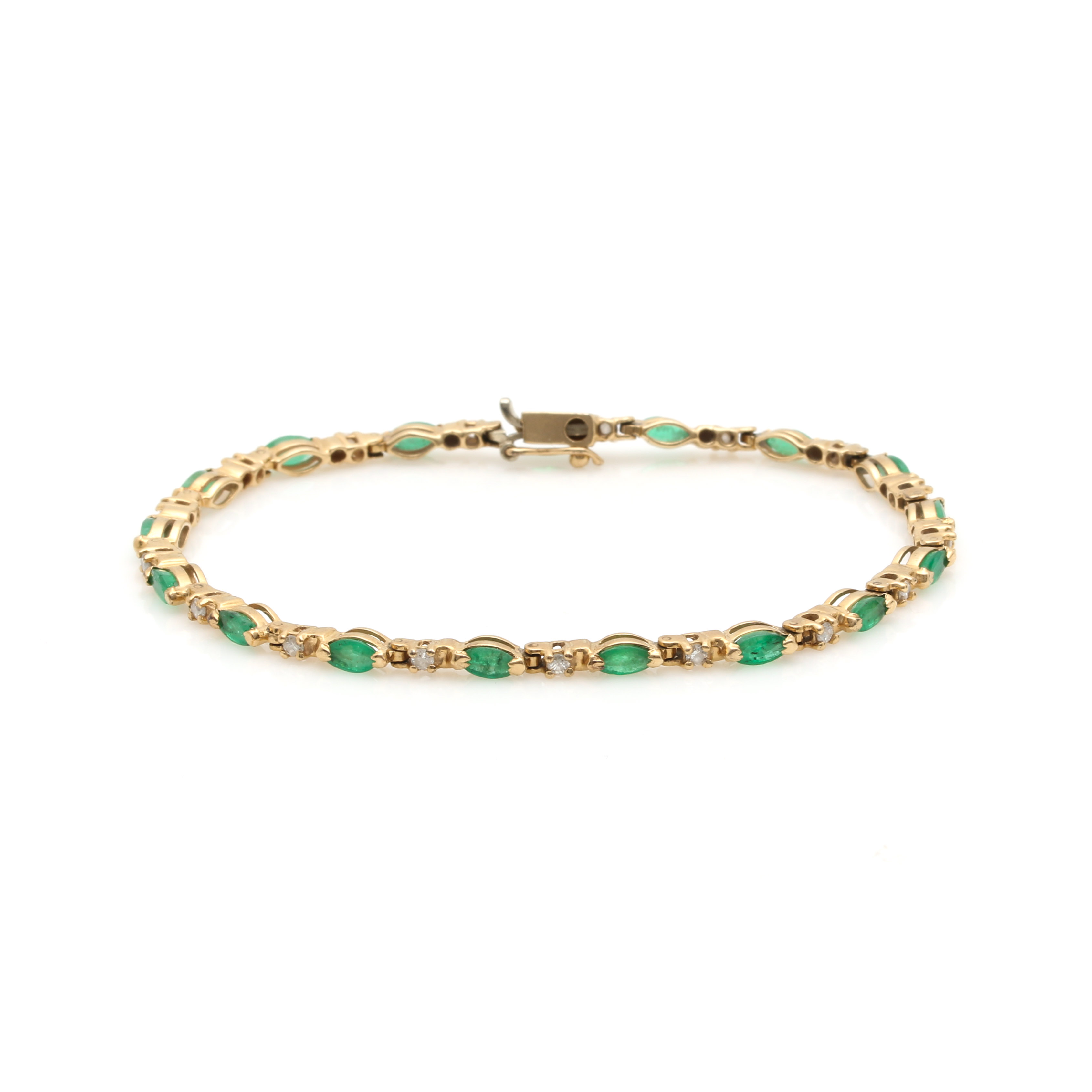 Clyde Duneier 14K Yellow Gold Emerald and Diamond Tennis Bracelet