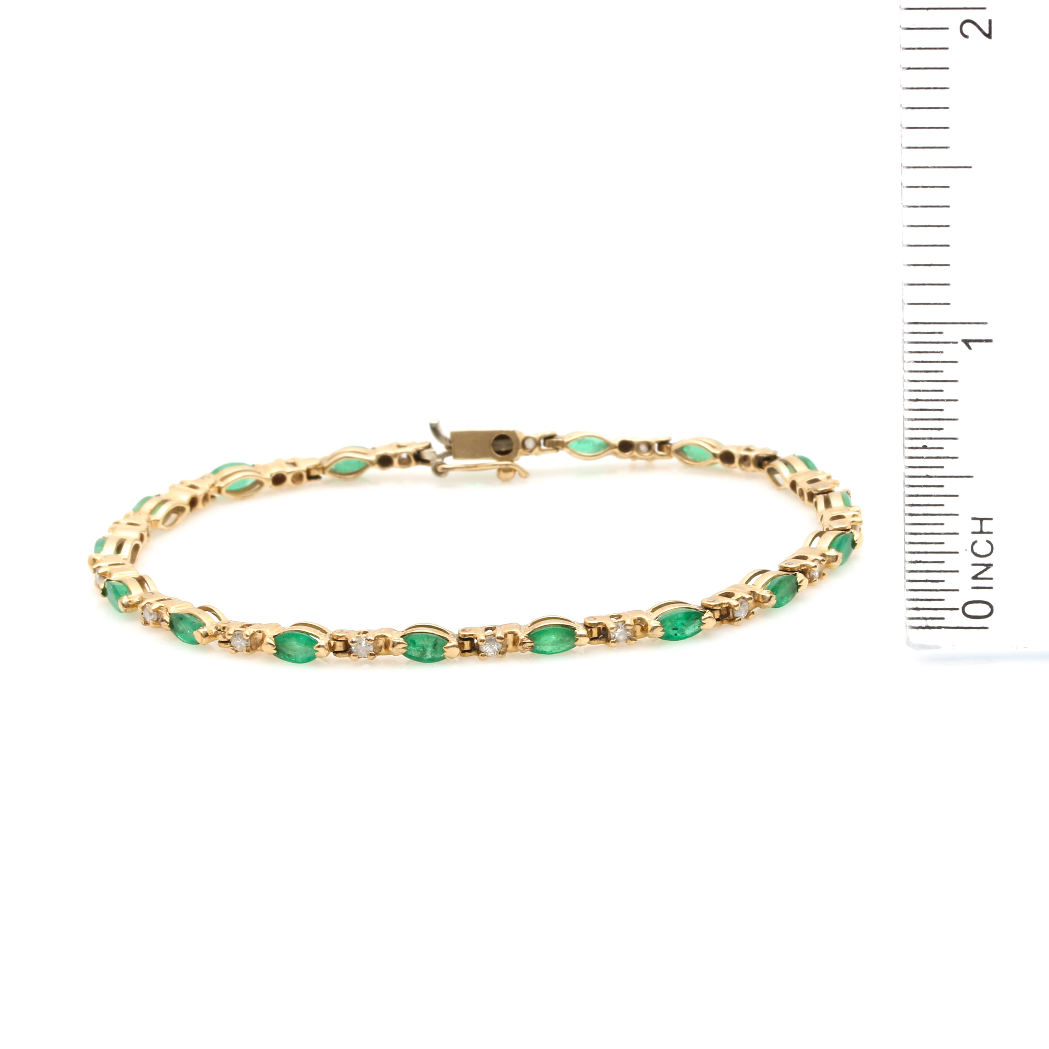 Clyde Duneier 14K Yellow Gold Emerald and Diamond Tennis Bracelet