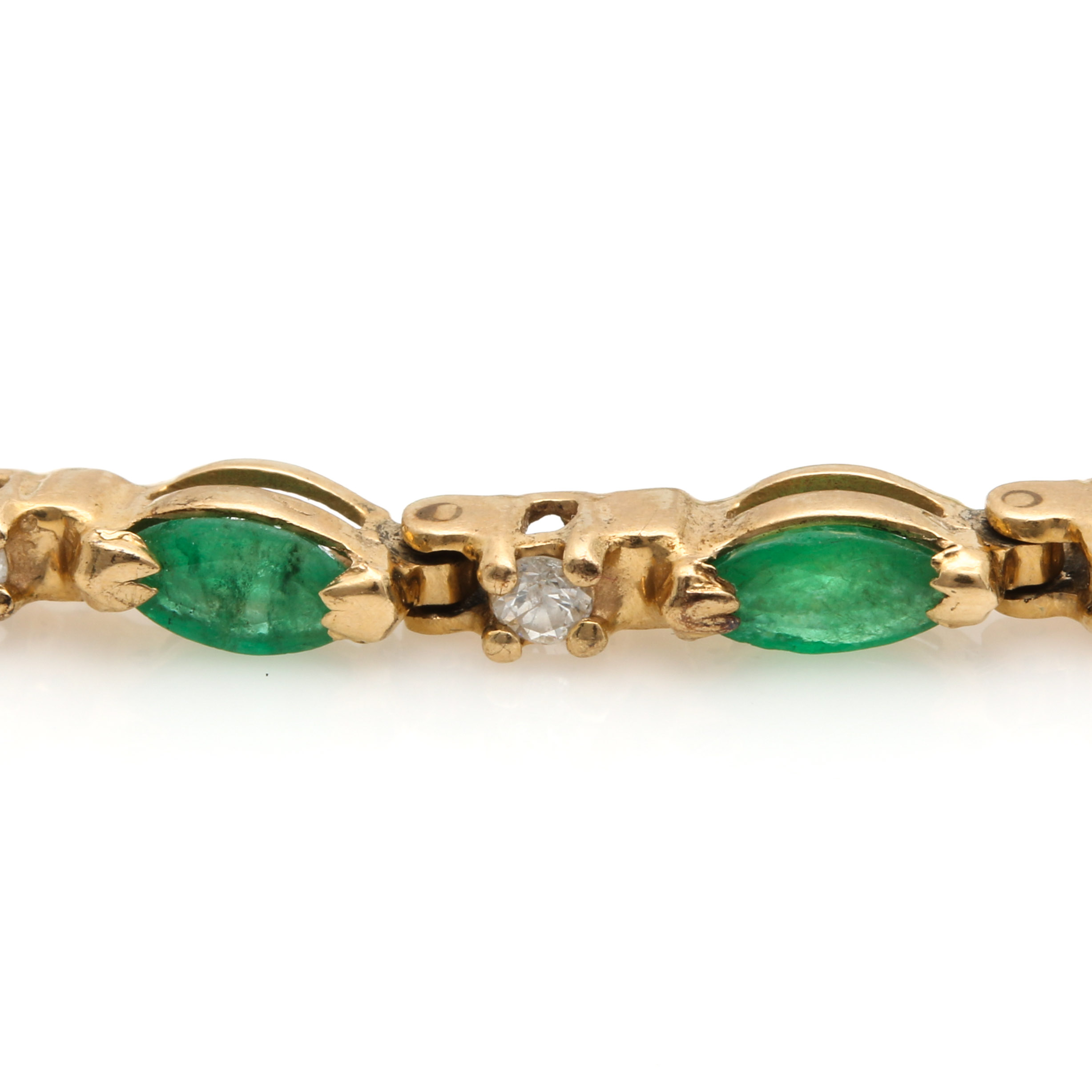 Clyde Duneier 14K Yellow Gold Emerald and Diamond Tennis Bracelet